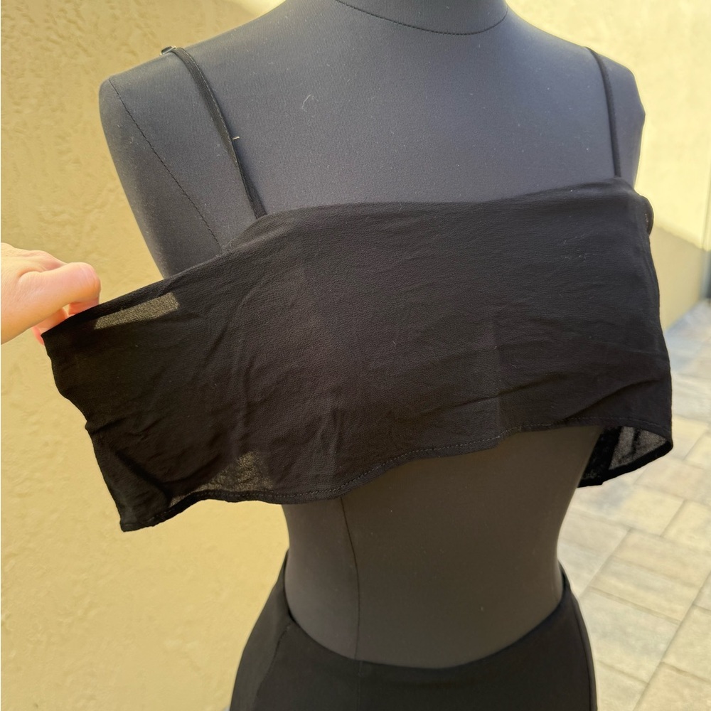 REFORMATION Black Gauzy Two-Piece Crop Top + Skirt Set Sz 2 $298 - Picture 3 of 12